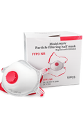 10 piece box of valved dust masks
