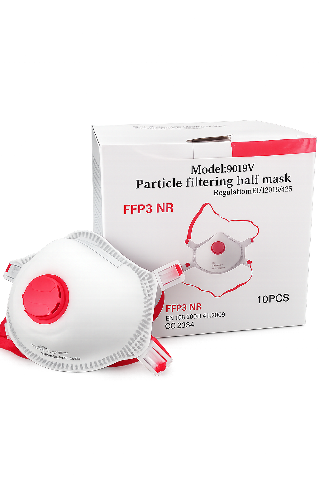 10 piece box of valved dust masks