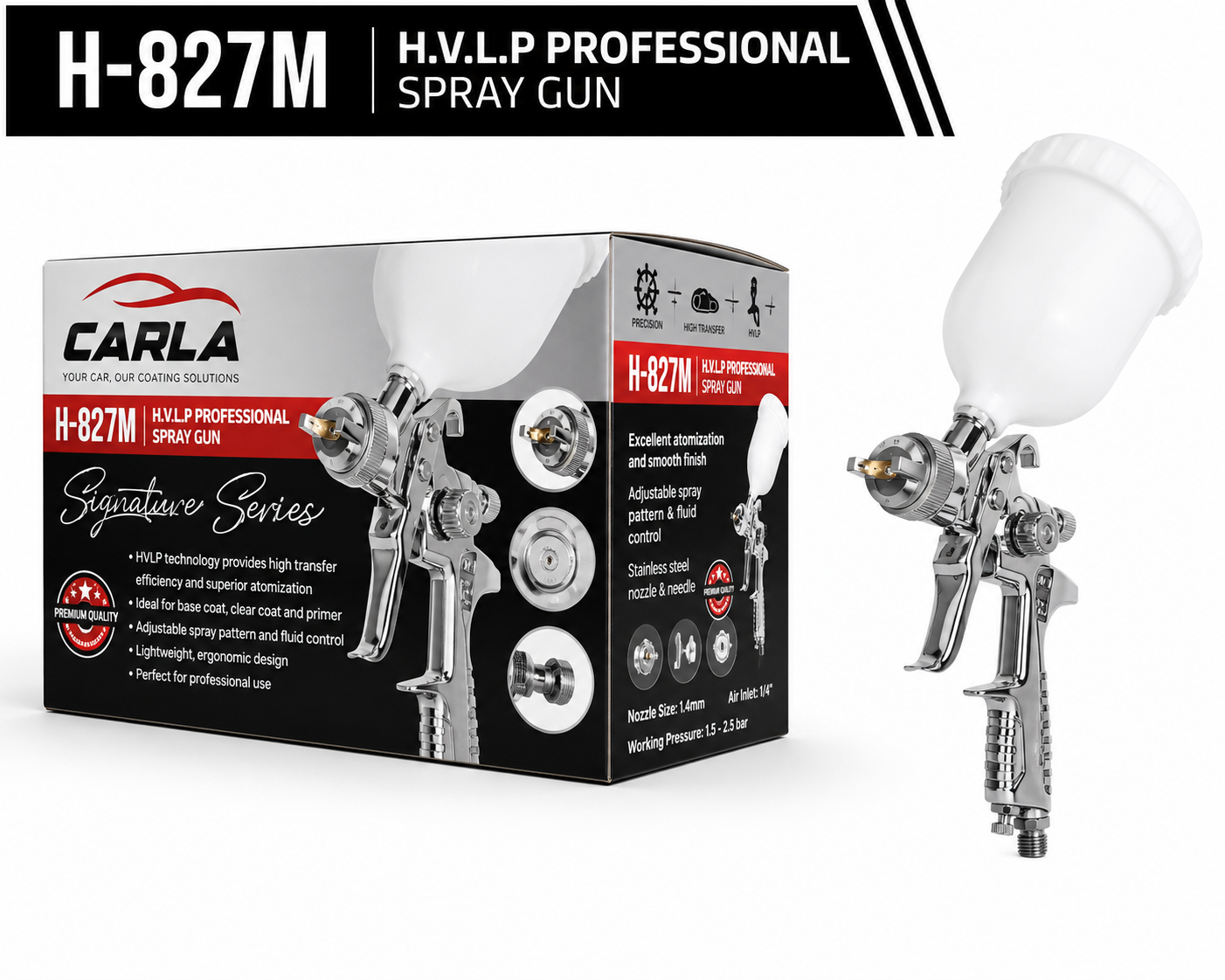 Carla H-827m 1.4mm H.V.L.P spray gun