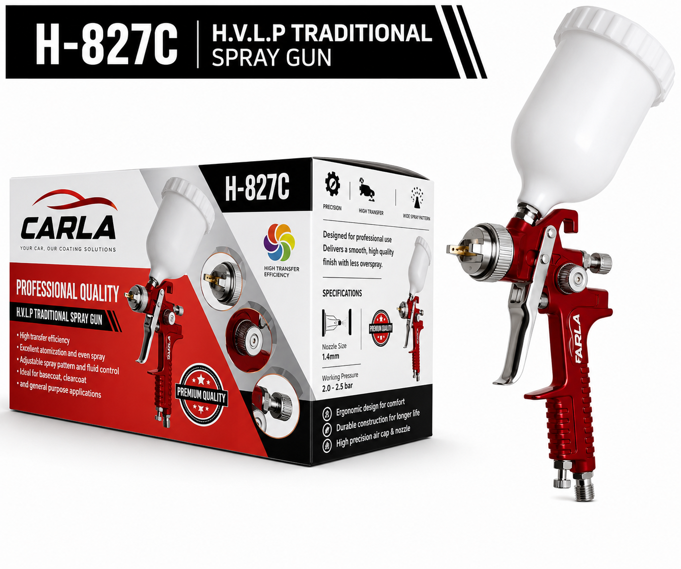 Carla H-827C 1.4mm H.V.L.P spray gun